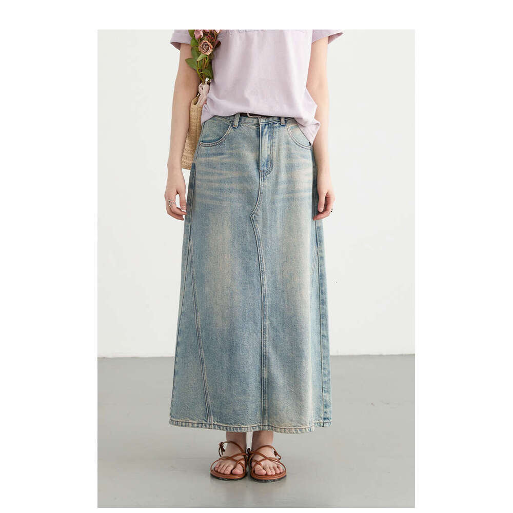 CHIC VEN Fashion Women Skirts Blue New Irregular Spliced Denim High Waisted A-E Long Female Skirt Summer 2024