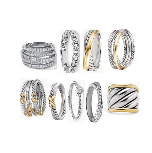 designer ring twisted rings designer for women classic copper silver ring wire punk designer jewelry pearl zircon jewelry woman