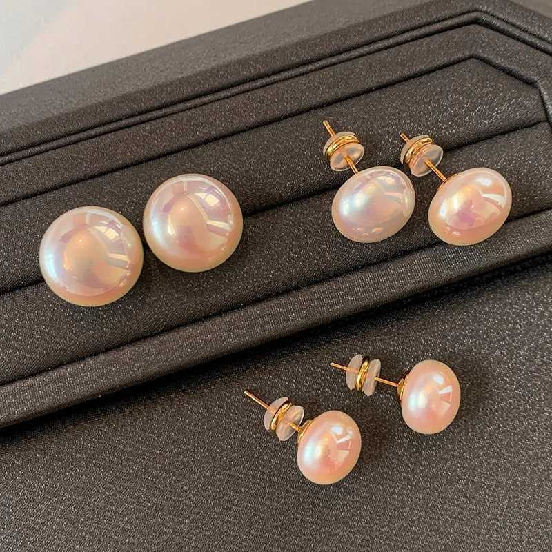 Xiyang pink oval pearl earrings for womens beauty simple and elegant luxurious earrings decoration fashionable jewelry W241023