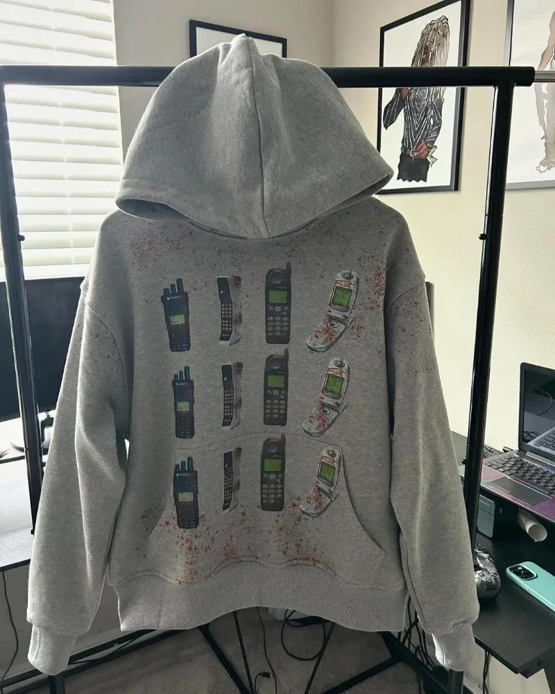 Women's Hoodies Harajuku Beiri Bloody Service Phone Women Streetwear Oversized Hoodie Top Sweatshirt Casual Tracksuit Men Clothing