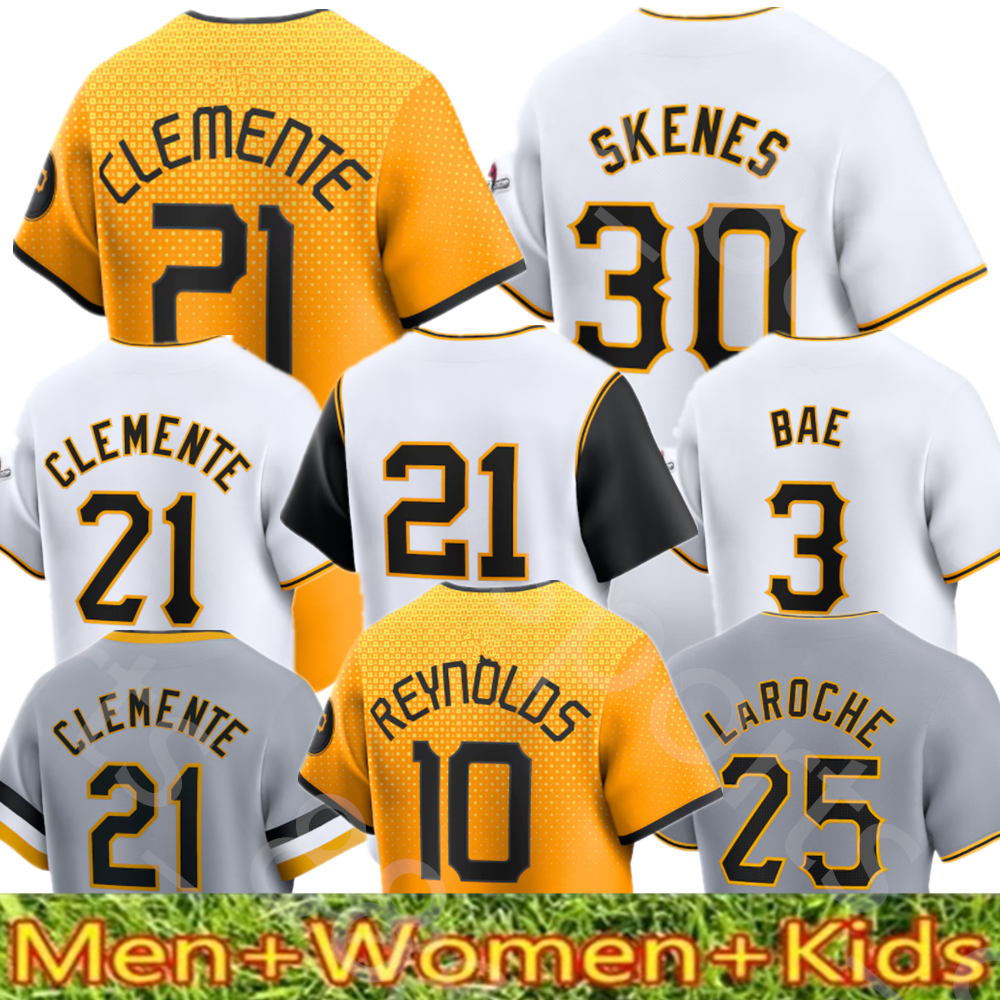 2024 Custom Oneil Cruz Roberto Clemente Barry Bonds Ke'Bryan Hayes McCutchen Reynolds Bednar Suwinski Ji-hwan Bae Henry Davis Marco Gonzales Baseball Jerseys