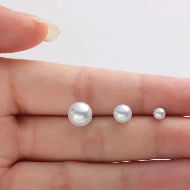 Trend Simulation White Pearl Stud Earrings for Women Stainless Steel Hypoallergenic Ear Acupuncture Simple JewelryX241023