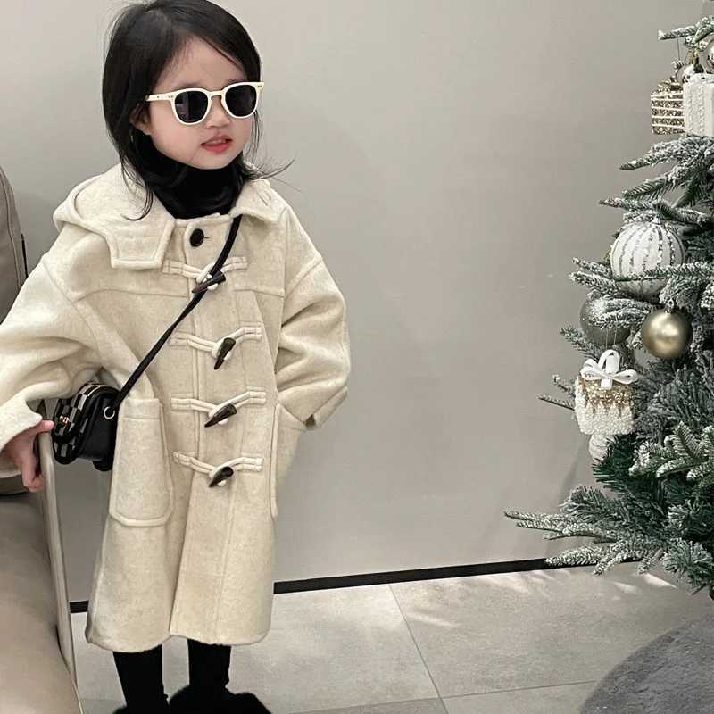 Wool boys and girls loose jacket autumn new Korean button up hoodie wool fabric coat trend 2024 fashion W241023