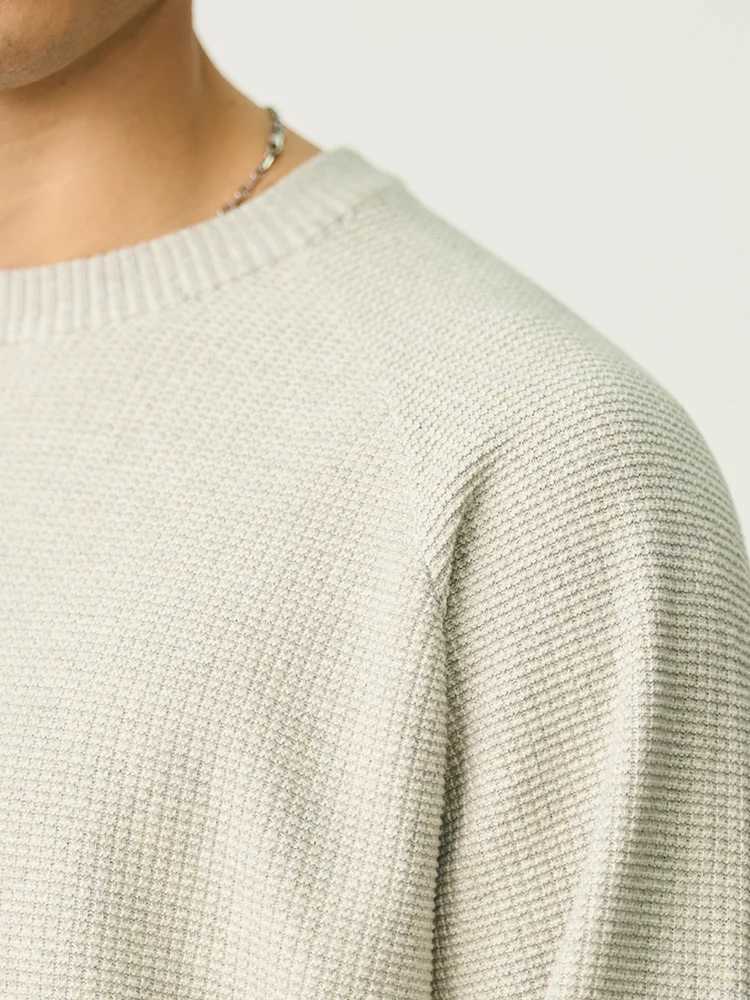 SIMWOOD 2024 Autumn Winter New Oversize Casual Crewneck Sweater Men Waffle Textured Long Sleeve Knitted Pullover LX241024