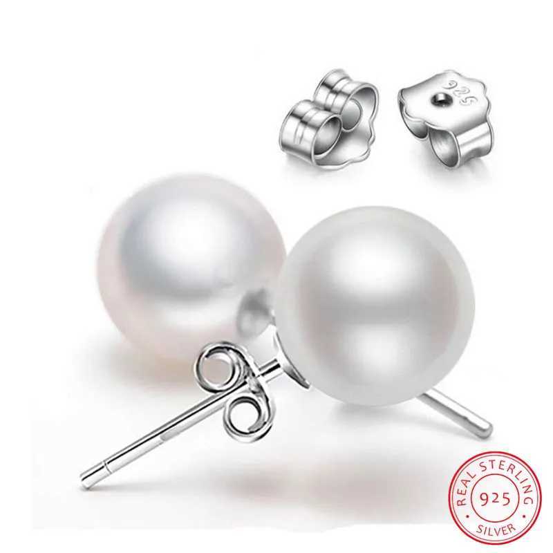 925 sterling silver 6mm/8mm/10mm freshwater cultural pearl button ball earrings suitable for women as the best jewelry gift W241023