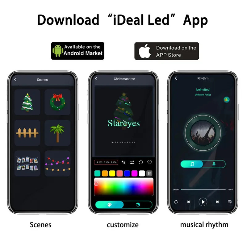 Intelligent RGB USB DC5V 5m 10m 15m 20m IP65 LED string light WS2812B IC magic color Bluetooth application 241023