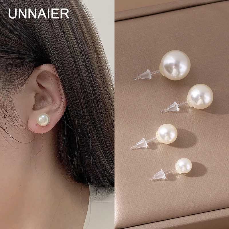 UNNAIER 1/pair 6/8/10/12mm ABS resin pearl earrings hypoallergenic resin earrings earless 2023 womens earrings W241023