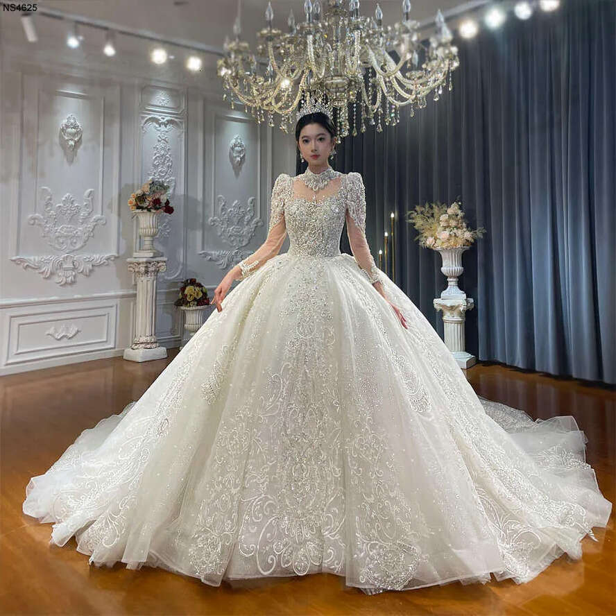 Amanda Novias High Neck Sleeves Wedding Dress