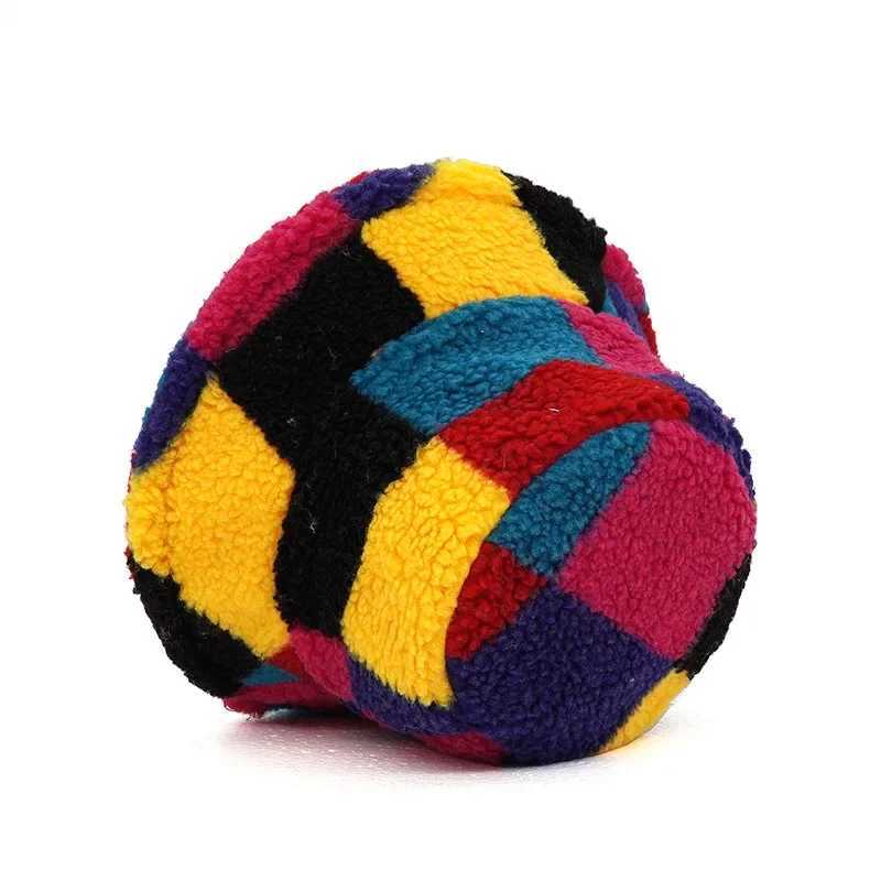 Black printed winter bucket hat unisex Harajuku mens fisherman hat autumn cashmere outdoor warm Panama hat X241023