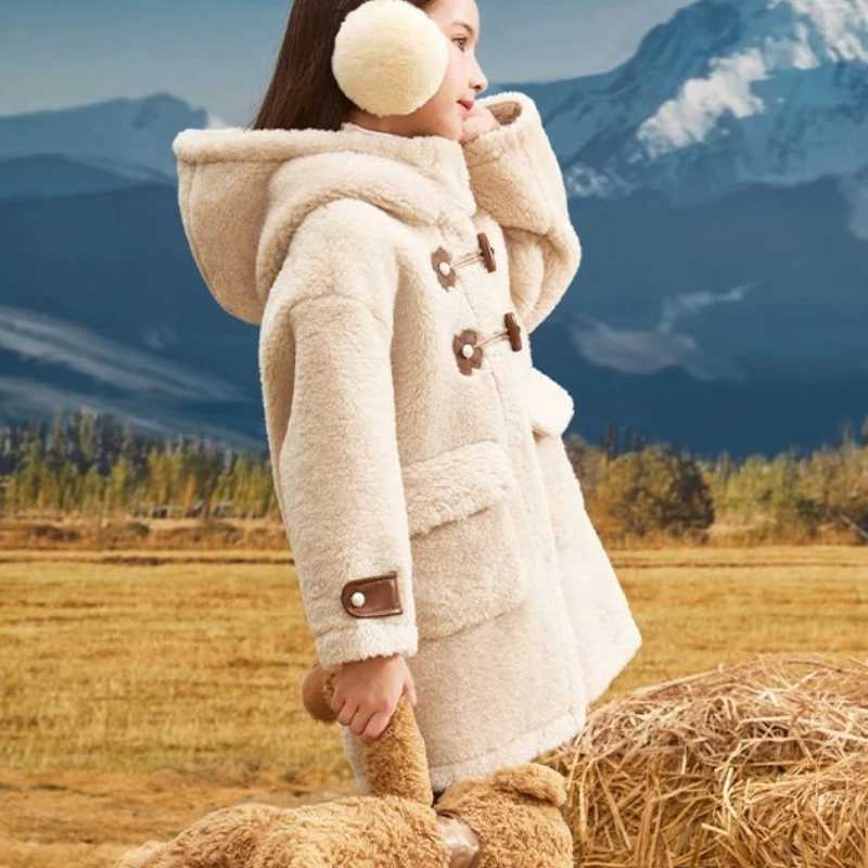 Womens wool coat jacket cotton coat windproof 2023 wool warm thick velvet winter autumn Par childrens clothing W241023