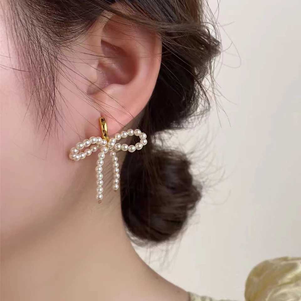 ZAKOL Exquisite Korean Fashion Imitation Pearl Bow Earrings Buckle Earrings Elegant Wedding Party Jewelry W241023