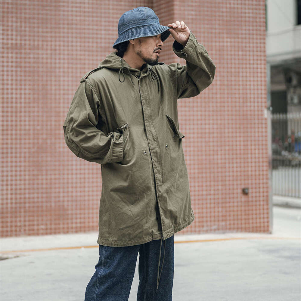 Workwear M1951 Fish Tail Pie Overcomes Men's Hooded Long M51 Large Windbreaker Parka Outdoor Trekking Travel Camping Coat