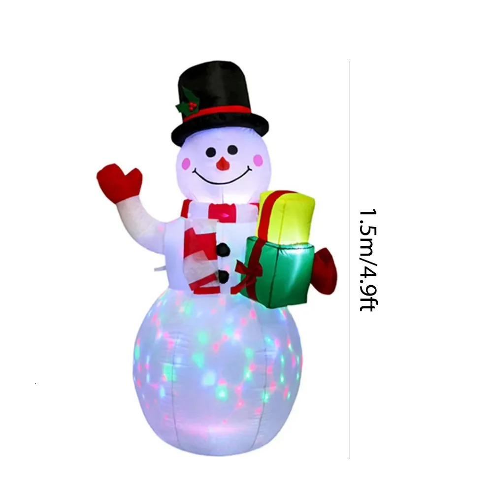 1.5M Christmas inflatable snowman with colorful rotating LED lights outdoor decoration Christmas gift party Year indoor decoration 241024