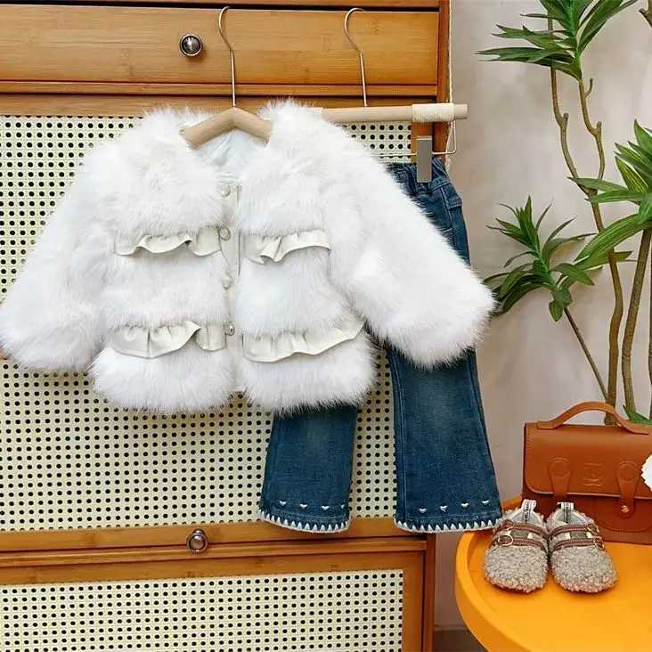 Baby girl princess cotton pad fur leather jacket baby and toddler winter patch work clothes thick warm coat baby clothing 18M-10Y W241023