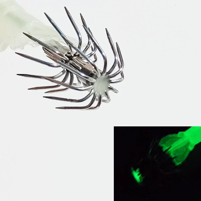 1PC 11cm10g Soft Fishing Lure Shrimp Squid Hook Artificial Bait Glow Octopus Cuttlefish pesca Tackle 241024