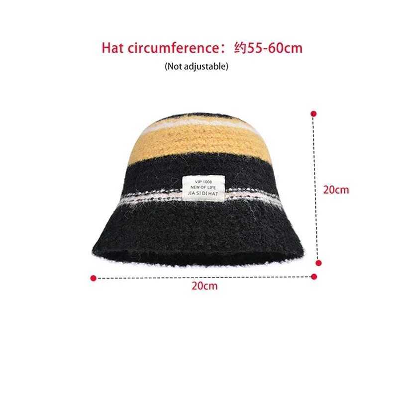 Winter Warm Pot Hat Color Blocking Fishermans Hat Warm Bucket Hat Plush Fem Style Versatile for Daily Use Girl Decoration X241023