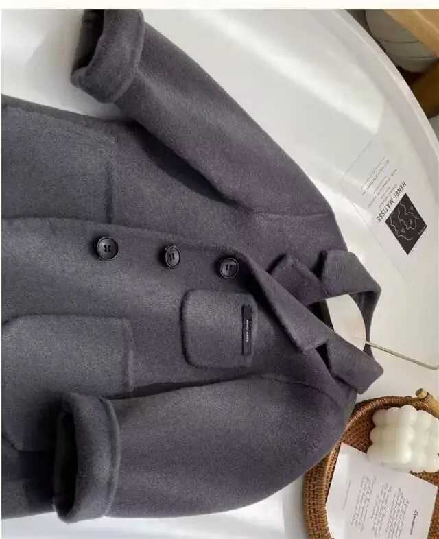 Mens wool coat jacket thickened 2024 blue warm velvet winter autumn cotton high Qu childrens clothing W241023