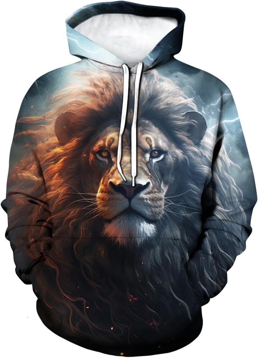 Hoodie for Mens Womens Mens Lion Graphic Hoodies Cool hoodies Sweatshirt Pullover Graphic Hoodies sweatshirt Fashion Pullover Long Sleeve