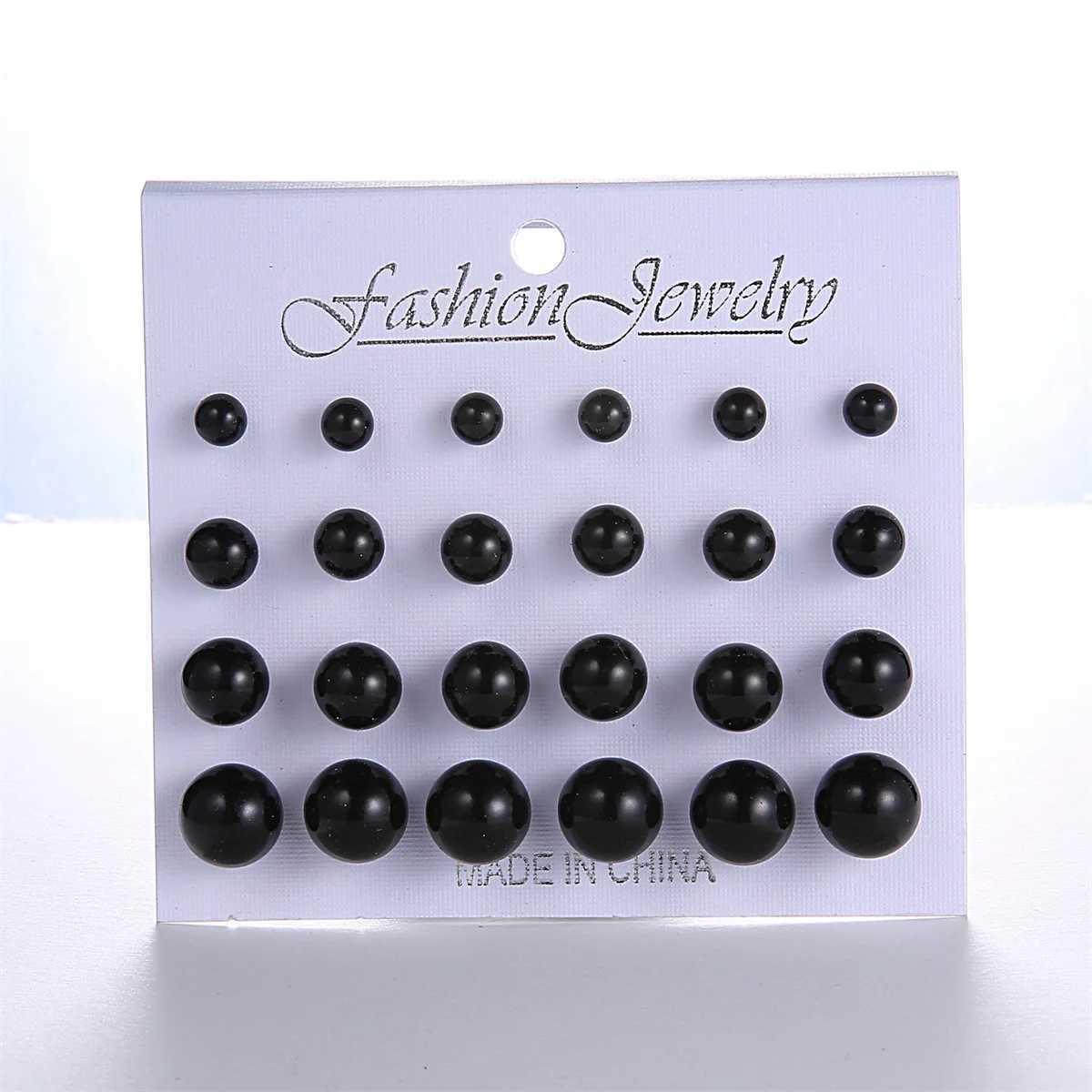 12 pairs of simple and stylish imitation pearl earrings set suitable for women white black pearl earrings wedding jewelry W241023