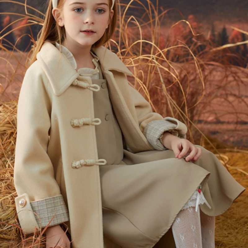 Womens wool coat windproof jacket 2024 sweet and warm thick autumn cotton school childrens clothing W241023