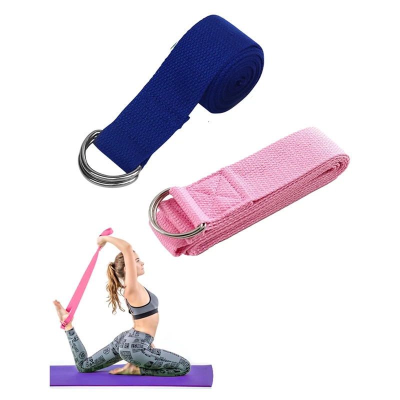 180cm Fitness Yoga Strap Durable Cotton Resistance Band Exercise Straps Adjustable Dring Belt Buckle Training Waist Leg Pilates 241024