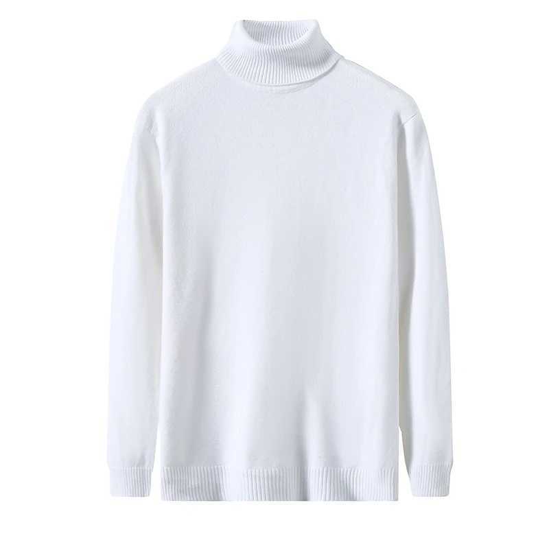 Autumn Winter Mens Turtleneck Sweater Casual Knitting Pullovers Solid White Black Knitwear Slim Long Sleeve Sweater Pullover LX241024
