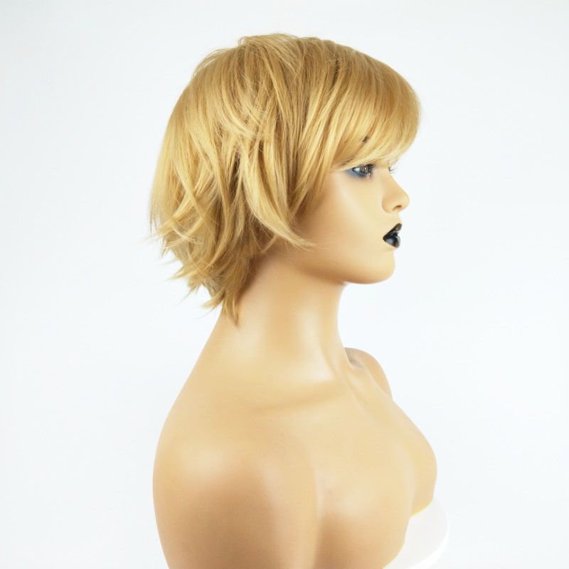 New arrival wig female fashion short straight light blonde short curly hair full head wig