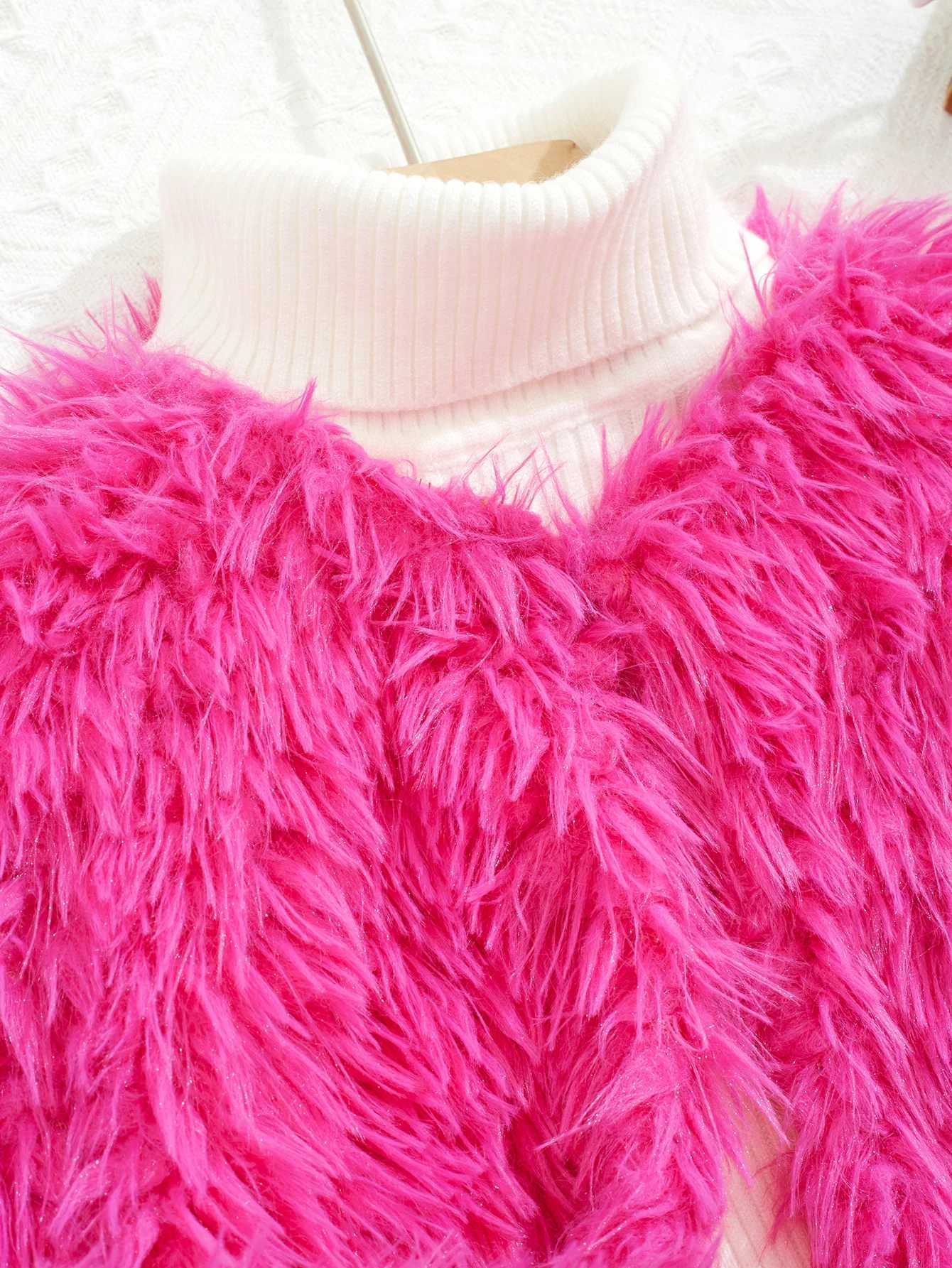 Autumn and Winter Fashion Girls Solid Color Fur Anti Fur Thick Coat Fashion Trend European and American Cardigan Top W241023