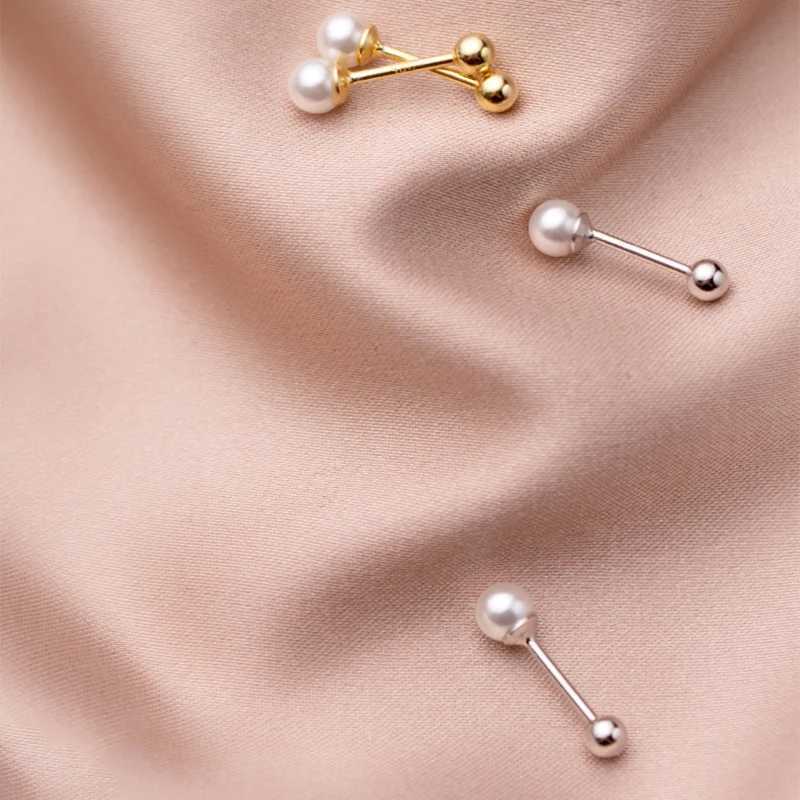 2 PCS Stainless Steel Imitation Pearl Ear Studs Earrings For Women 3/4/5/6/7mm Tragus Cartilage Piercing JewelryX241023