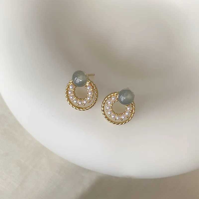 Trendy Imitation Pearl Round Circle Stud Earrings for Women Cute Small Acrylic Bead Earrings Small JewelryX241023