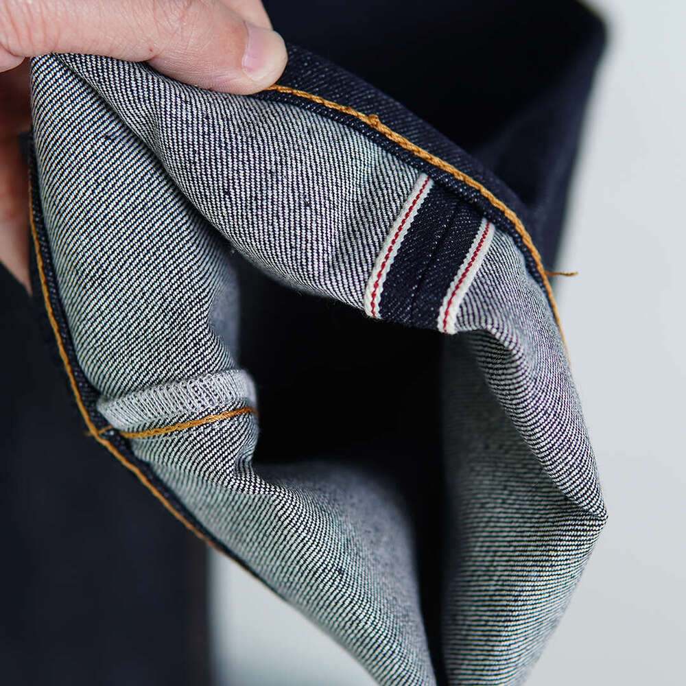 14Oz UNWASH Raw Original Indigo Blue Denim Jeans For Men Red Seedge 100% Cotton Classic C-55501 Loose Straight Pants Y2k 502