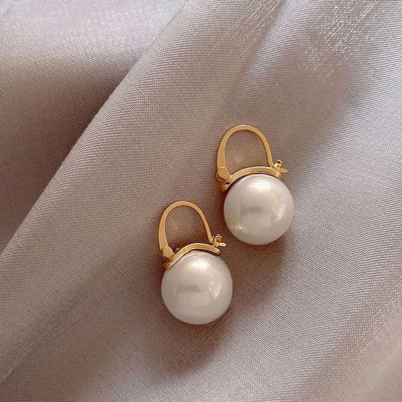 Korean Cute Pearl Ring Earrings Womens Luxury Gold U-shaped Design Wedding Earrings Declaration Fashion Jewelry W241023