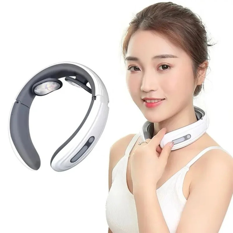 6 Mode Electric Neck Massager EMS Pulse Infrared Heat Muscle Relaxation Tool Relax Cervical Relief Pain 241024