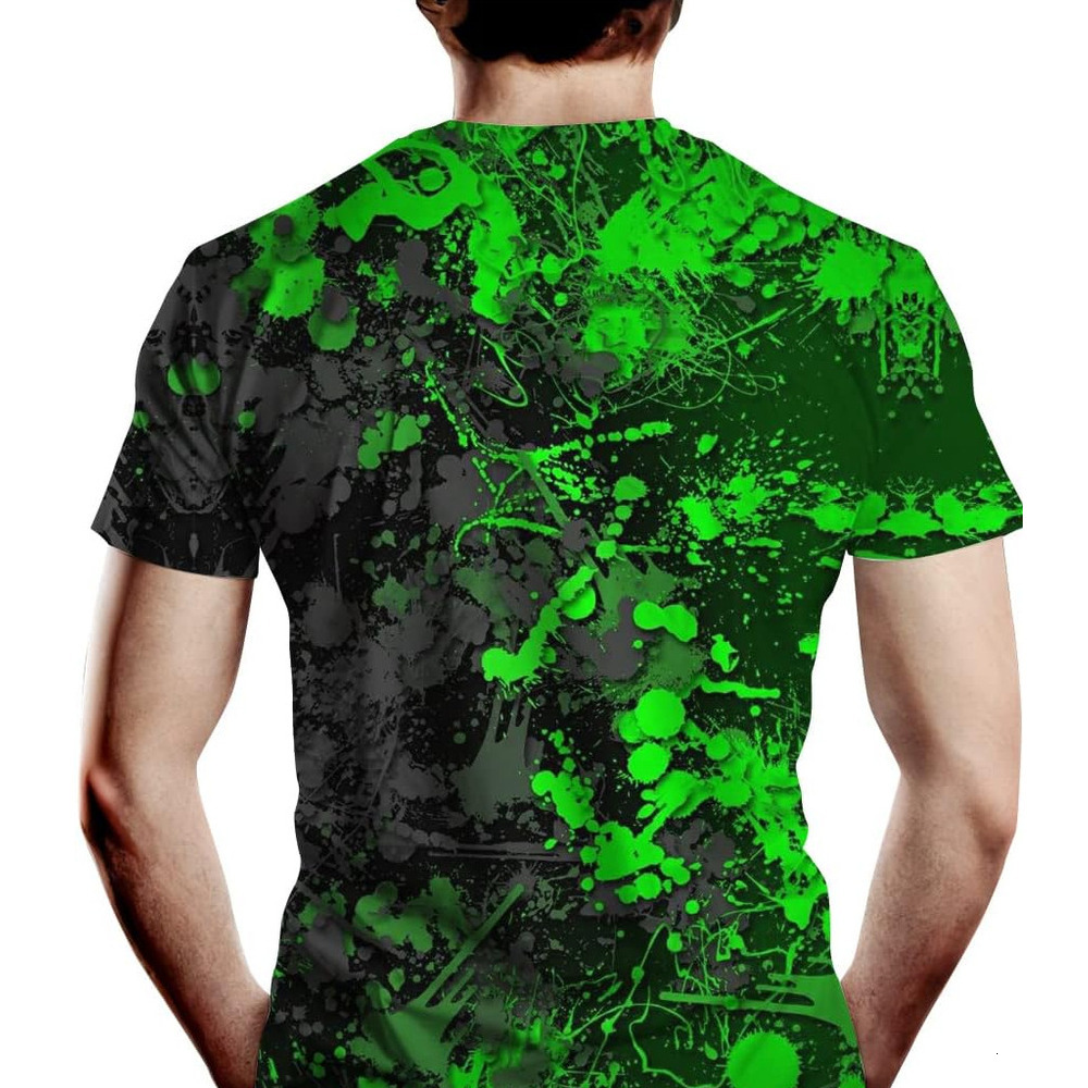 Mens T shirt Men's Novelty T Shirt Graffiti Print Summer Fashion tee Casual tops summer clothes green