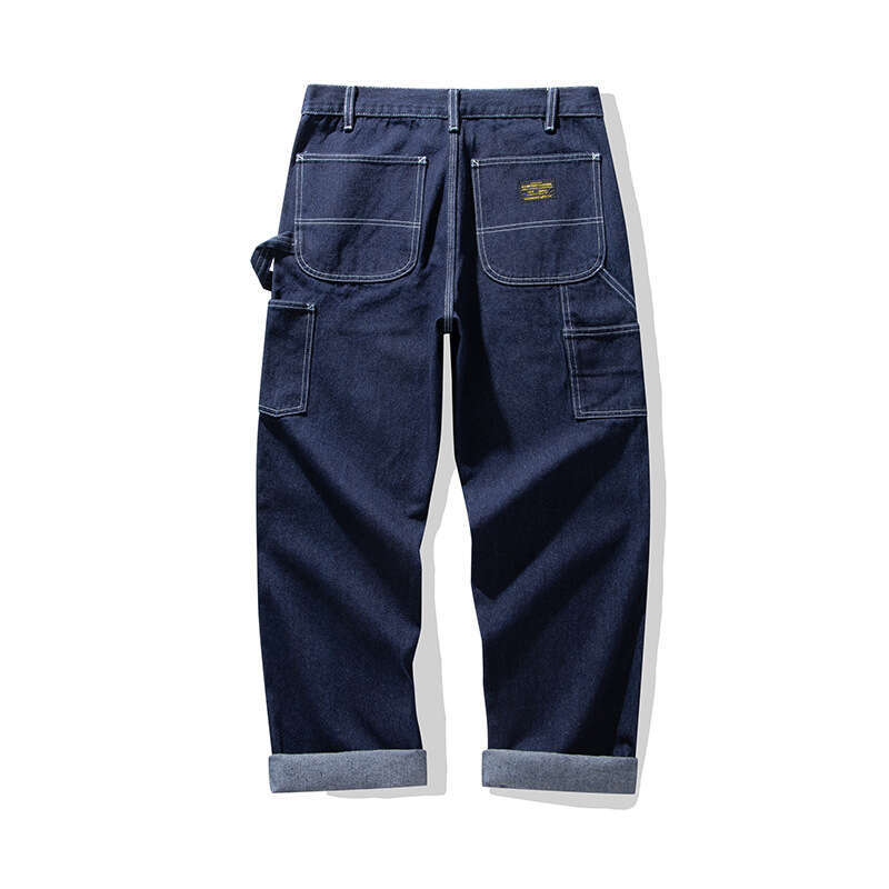 OKONKWO Original Denim Railway Workers Pants AMEKI Multi Pocket Striped Work Overalls Outdoor Trekking Hiking Camping Trousers