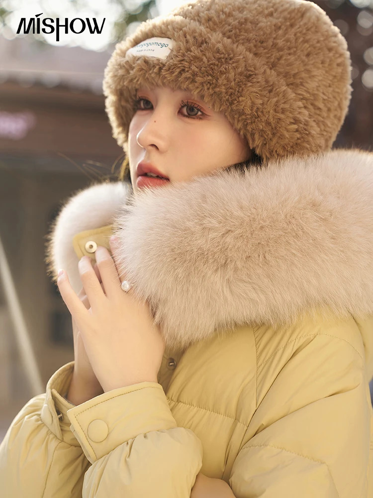 MISHOW Womens Long Hoodie 90 White Duck Down Jacket Korean Womens Thick Inflatable Jacket Double Zipper Jacket MXC57Y0027 241023