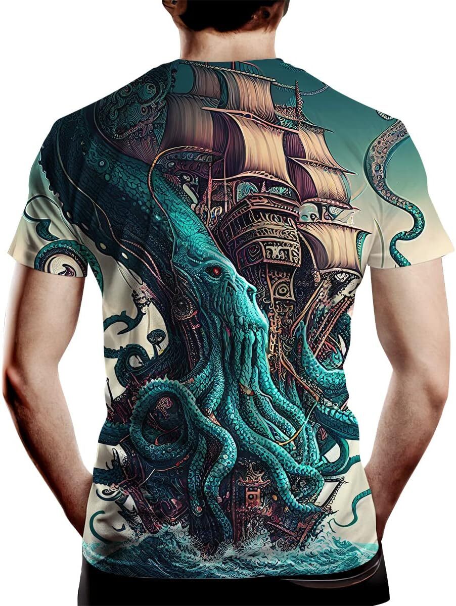Mens T shirt Men's Octopus Graphic T Shirt 3D Graphic Cool Casual Tee Top-Fashion T-shirt casual top summer wear tee Casual tops summer clothes