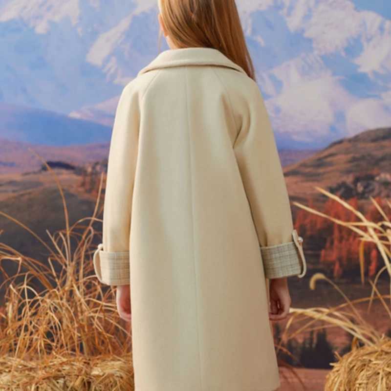 Womens wool coat windproof jacket 2024 sweet and warm thick autumn cotton school childrens clothing W241023