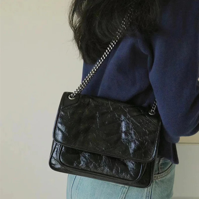 y goods AA genuine leather shoulder bag women classic versatile messenger ladies handbag 241021