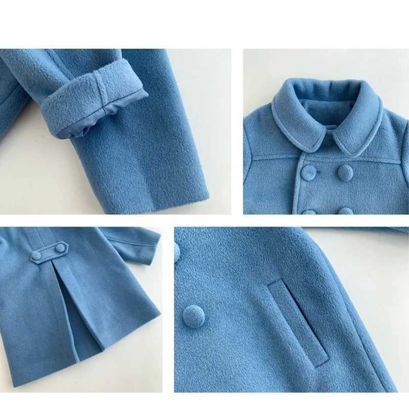 1-7 year old girls wool jacket new fashion Korean version long childrens jacket spring and autumn double chest childrens jacket W241023
