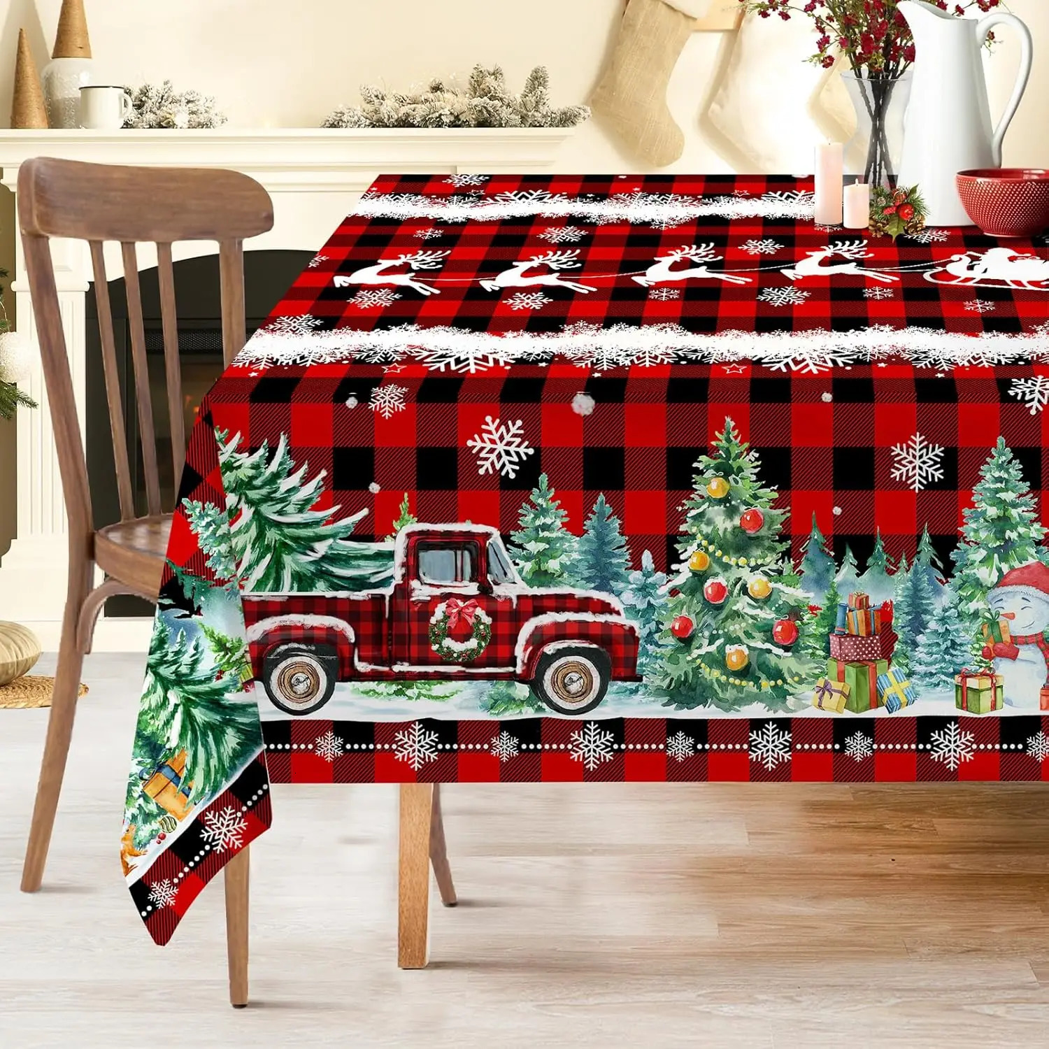 Christmas Buffalo Plain Rectangular Waterproof Tablecloth Holiday Party Decoration Durable Tablecloth Used for Wedding Table Decoration 241024