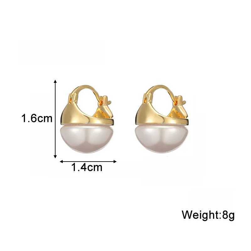 White Pearl Womens Stud Earrings Gold Color Metal Studs Push Back Simulated Pearl Round Small Earrings for Female brincosX241023