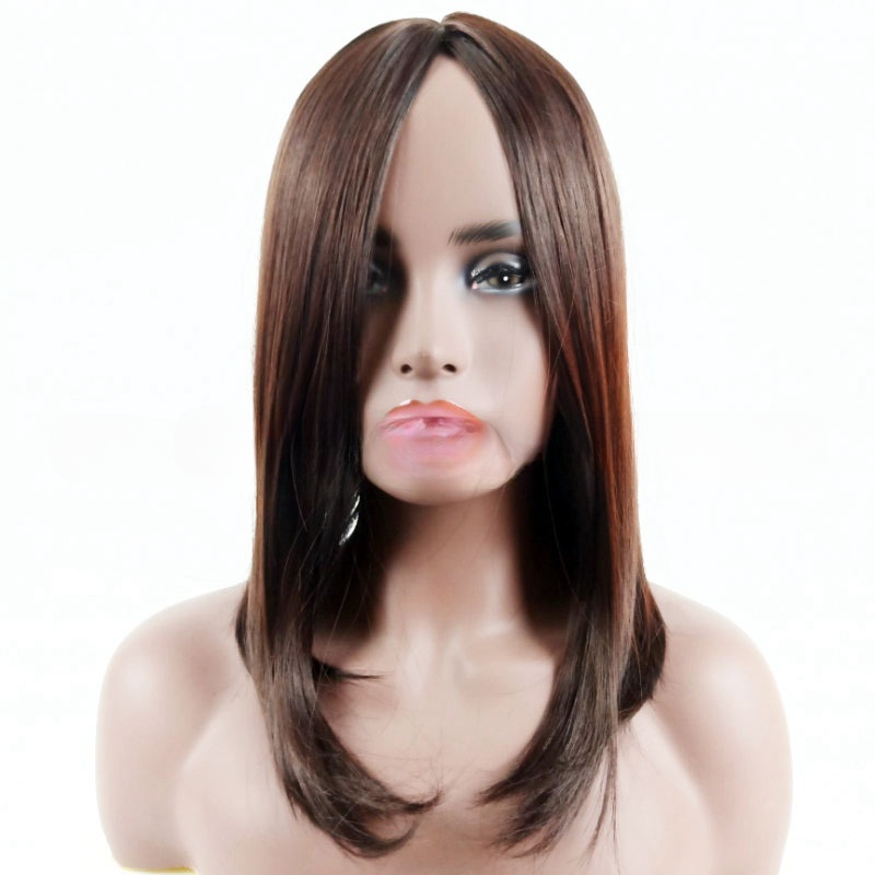 Women's fashion medium-length wig clavicle hair Bob head cover female chemical fiber straight hair