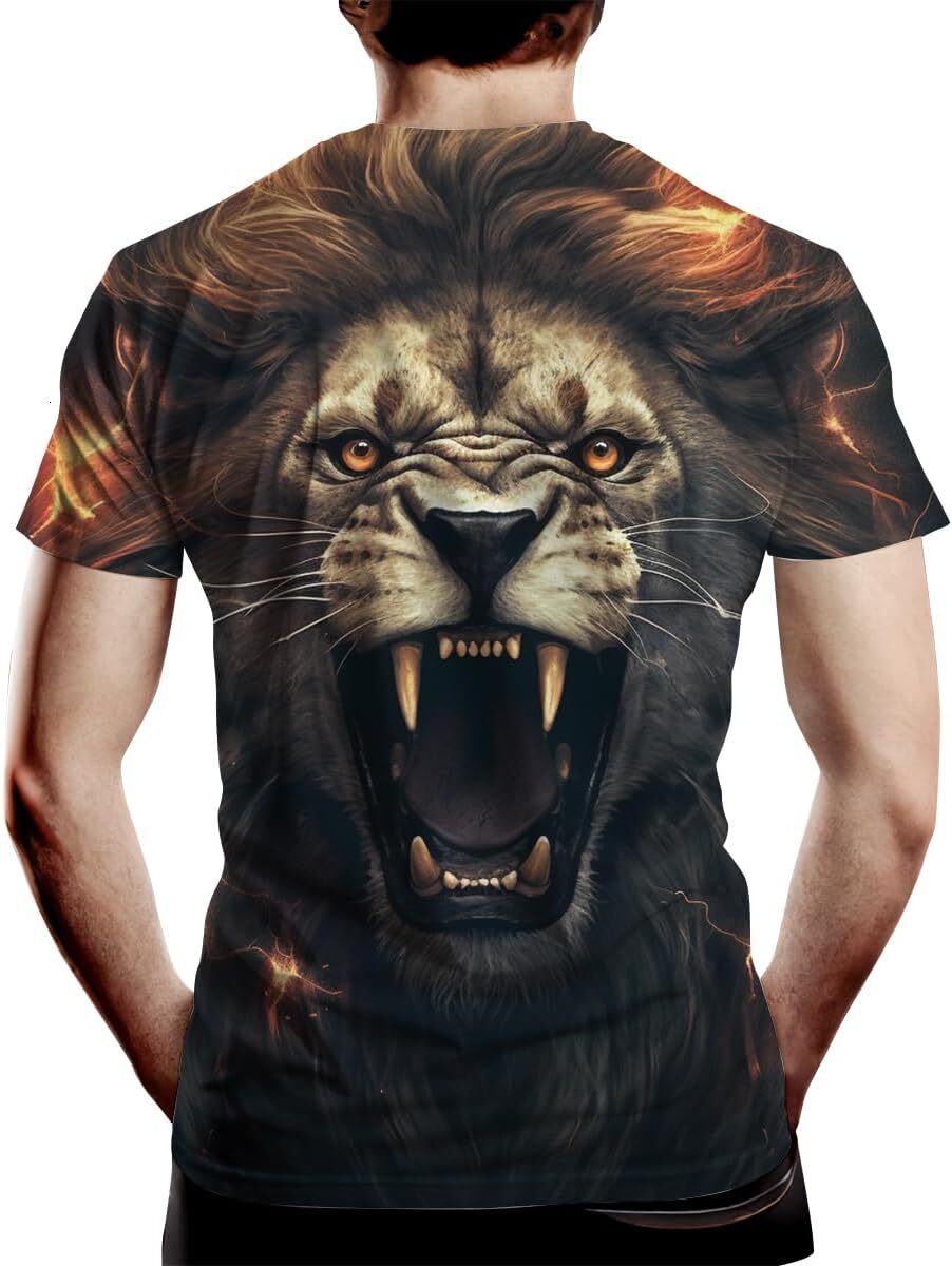Mens T shirt Men's Novelty T Shirt Lion Graphic Print Summer T-Shirt tee Casual tops summer clothes Fashionable and cool