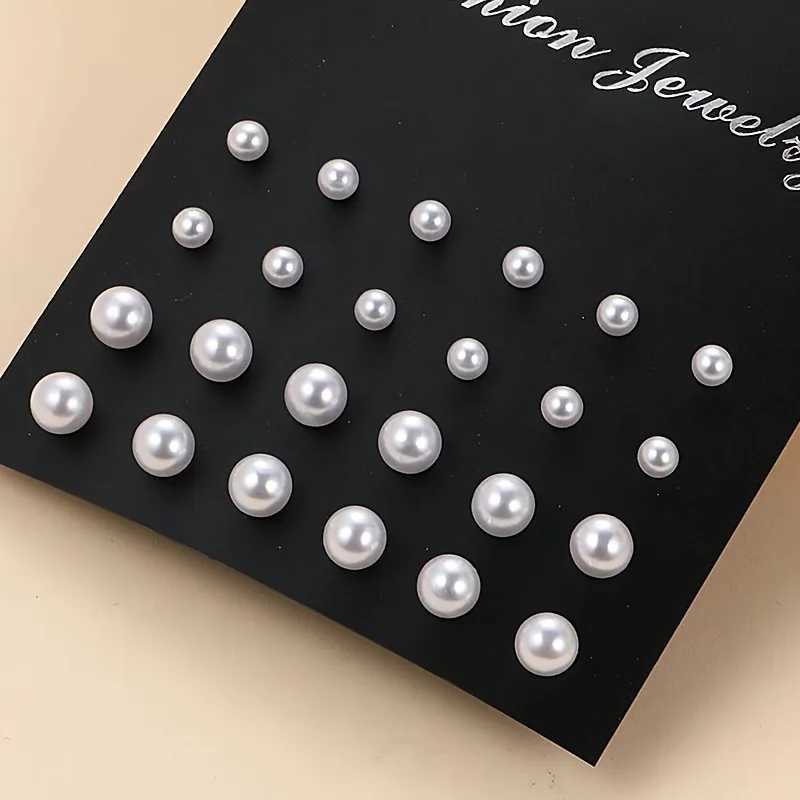 12 pairs/set of elegant charm imitation pearl earrings Korean ball pearl earrings womens romantic wedding jewelry gifts W241023