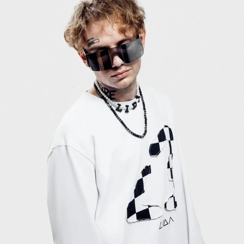 Y2K Lida long sleeved plain striped pattern T-shirt for men Emo Harajuku retro gothic unisex oversized decal 241024