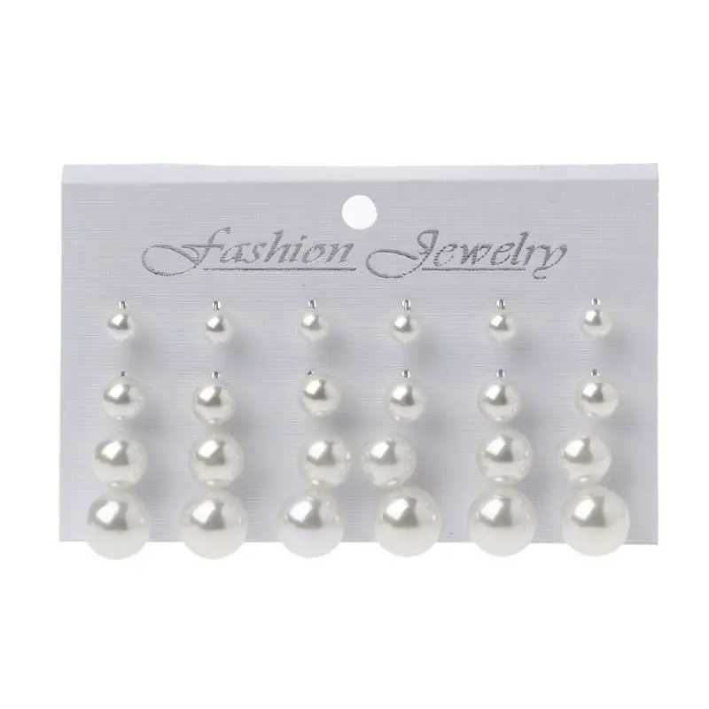 Shiny simulated pearl earrings with 12 pairs of round earrings used for party street photography W241023