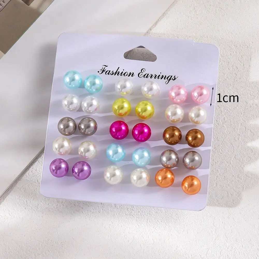 18 Pairs Pearlescent Imitation Pearl Earrings Elegant 7/8/10mm Simple Stud Earrings White Colorful Women Ear JewelryX241023