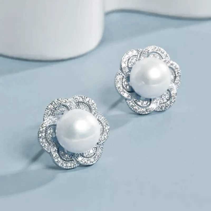 CAOSHI Delicate Simulated Pearl Stud Earrings for Women Silver Color Jewelry for Engagement Ceremony Elegant Lady AccessoriesX241023