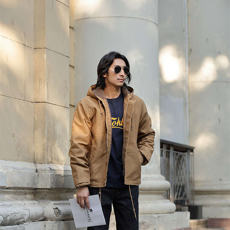 Okonkwo-Hooded Deck Jacket Men Thick Lamb Fleece Cotton Coat Outdoor Trekking Camping Hiking Travel Blazer Toog Navy N-1 N2